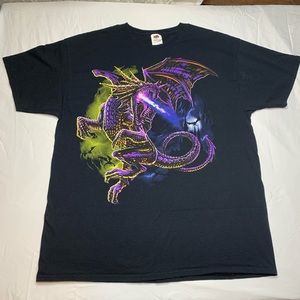 PURPLE FIRE GIANT BREATHING DRAGON 90s T-Shirt XL.